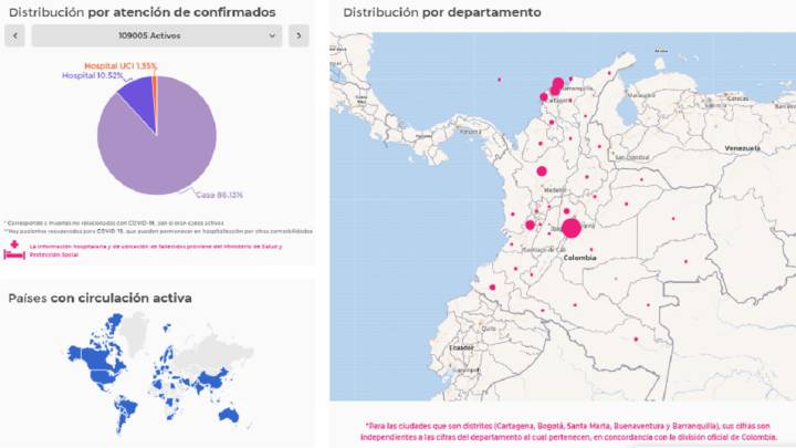 Mapa de casos y muertes por coronavirus por departamentos en Colombia: hoy, 23 de julio