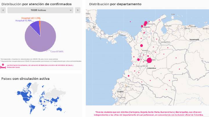 Mapa de casos y muertes por coronavirus por departamentos en Colombia: hoy, 24 de julio