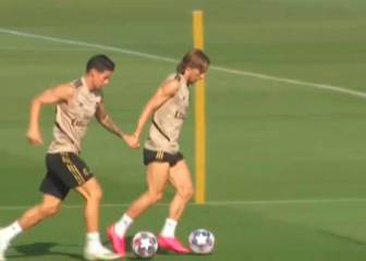 El atípico ejercicio del Madrid: James es pareja de Modric