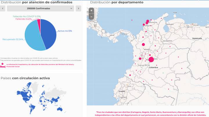 Mapa de casos y muertes por coronavirus por departamentos en Colombia: hoy, 1 de agosto
