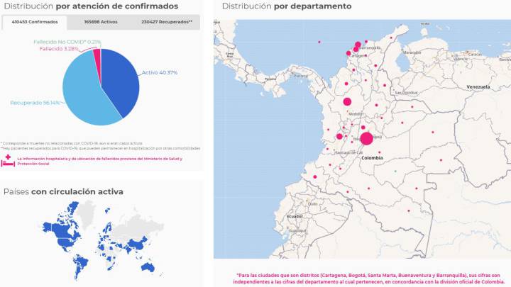 Mapa de casos y muertes por coronavirus por departamentos en Colombia: hoy, 12 de agosto