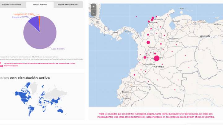 Mapa de casos y muertes por coronavirus por departamentos en Colombia: hoy, 21 de agosto