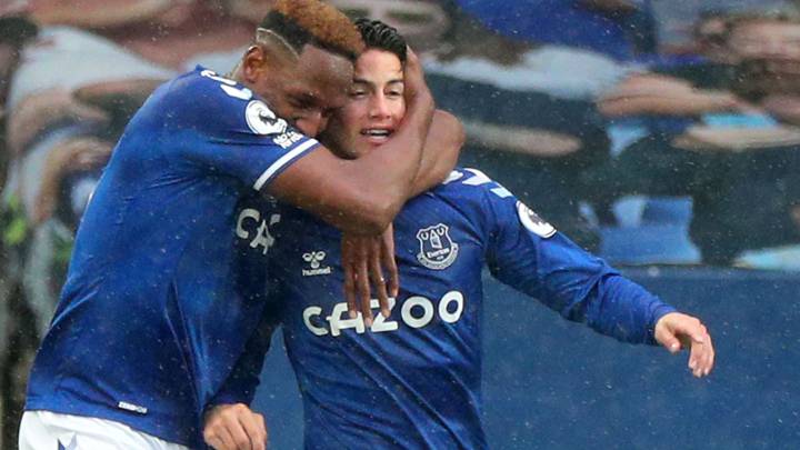 James Rodríguez y Yerry Mina anotan goles con Everton