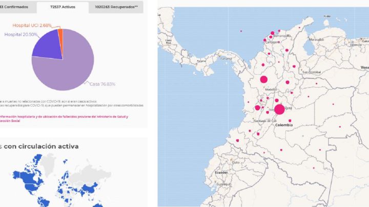 Mapa de casos y muertes por coronavirus por departamentos en Colombia: hoy, 7 de noviembre