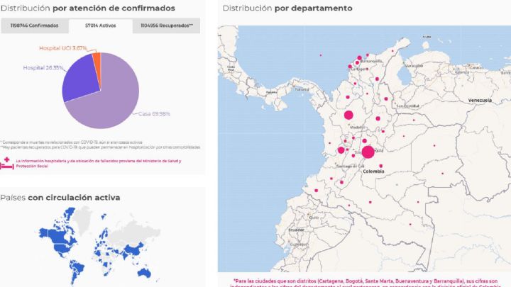Mapa de casos y muertes por coronavirus por departamentos en Colombia: hoy, 16 de noviembre
