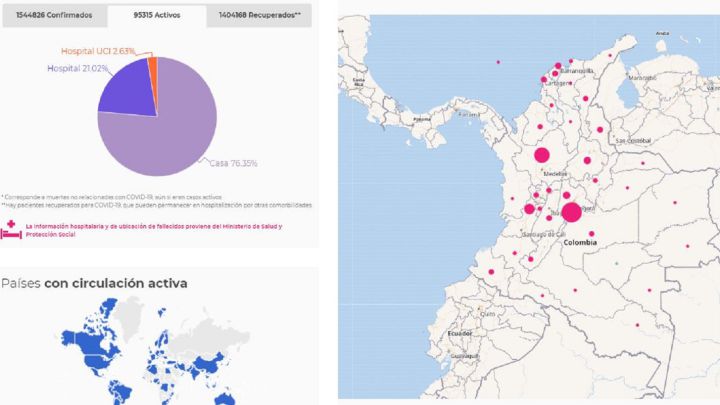 Mapa de casos y muertes por coronavirus por departamentos en Colombia: hoy, 24 de diciembre