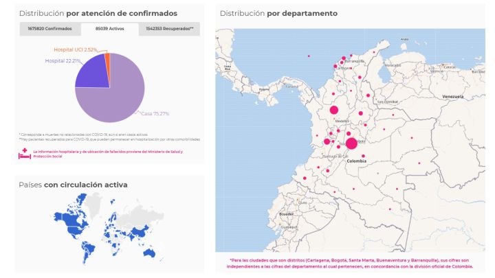 Mapa de casos y muertes por coronavirus por departamentos en Colombia: hoy, 4 de enero