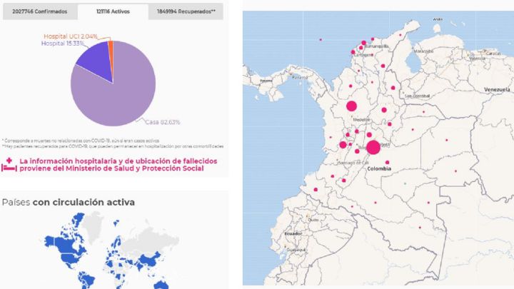 Mapa de casos y muertes por coronavirus por departamentos en Colombia: hoy, 26 de enero