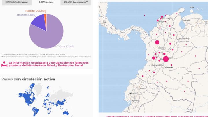 Mapa de casos y muertes por coronavirus por departamentos en Colombia: hoy, 28 de enero