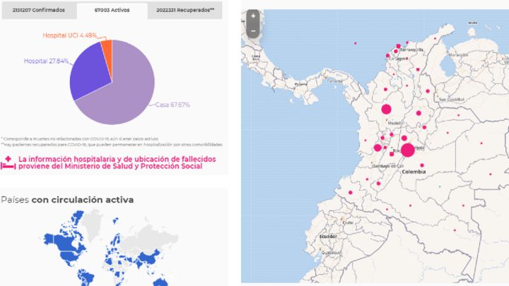 Mapa de casos y muertes por coronavirus por departamentos en Colombia: hoy, 7 de febrero