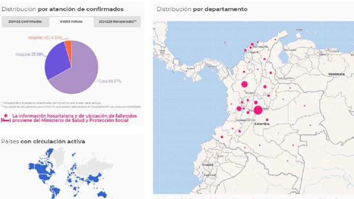 Mapa de casos y muertes por coronavirus por departamentos en Colombia: hoy, 9 de febrero