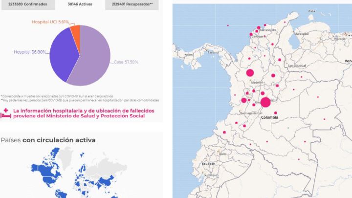 Mapa de casos y muertes por coronavirus por departamentos en Colombia: hoy, 24 de febrero