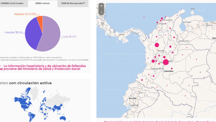 Mapa de casos y muertes por coronavirus por departamentos en Colombia: hoy, 6 de marzo