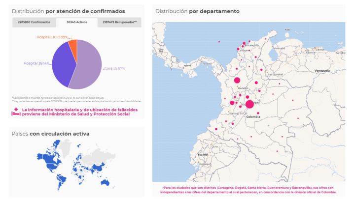 Mapa de casos y muertes por coronavirus por departamentos en Colombia: hoy, 11 de marzo
