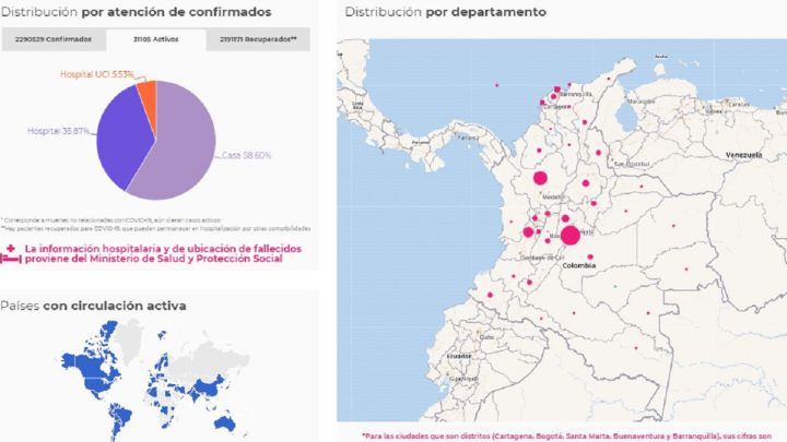 Mapa de casos y muertes por coronavirus por departamentos en Colombia: hoy, 12 de marzo