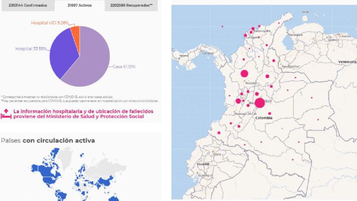 Mapa de casos y muertes por coronavirus por departamentos en Colombia: hoy, 15 de marzo