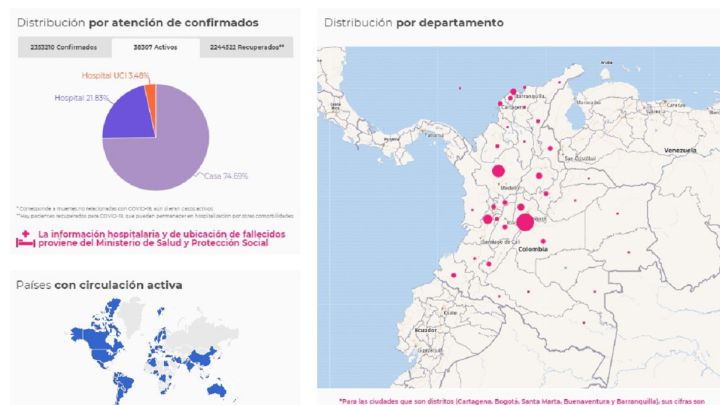 Mapa de casos y muertes por coronavirus por departamentos en Colombia: hoy, 25 de marzo