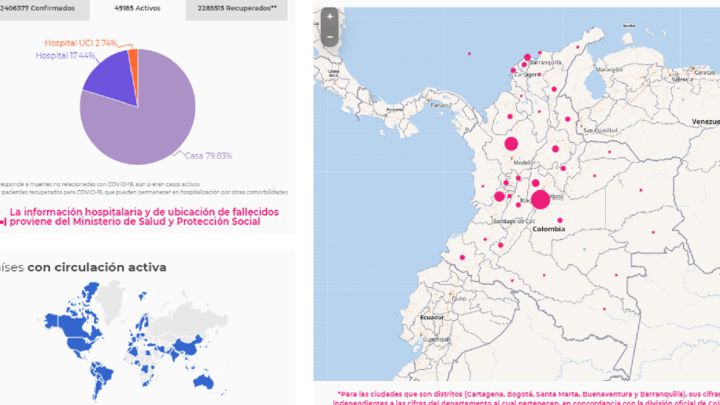Mapa de casos y muertes por coronavirus por departamentos en Colombia: hoy, 2 de abril