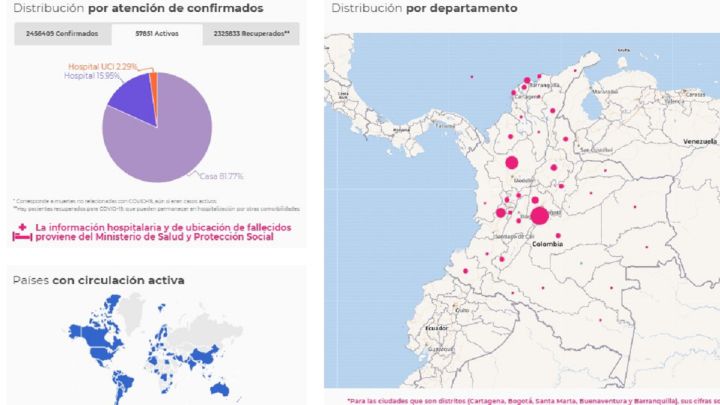 Mapa de casos y muertes por coronavirus por departamentos en Colombia: hoy, 6 de abril