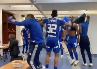 La celebración de Millonarios tras ganarle a Santa Fe