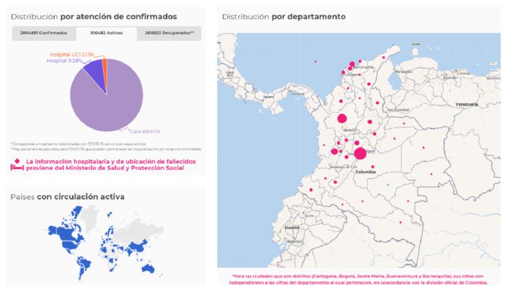 Mapa de casos y muertes por coronavirus por departamentos en Colombia: hoy, 28 de abril