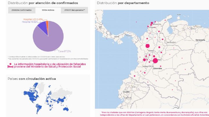 Mapa de casos y muertes por coronavirus por departamentos en Colombia: hoy, 4 de mayo