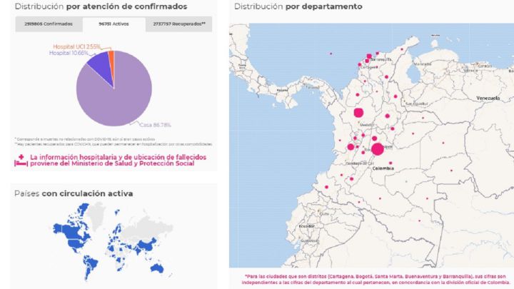 Mapa de casos y muertes por coronavirus por departamentos en Colombia: hoy, 5 de mayo