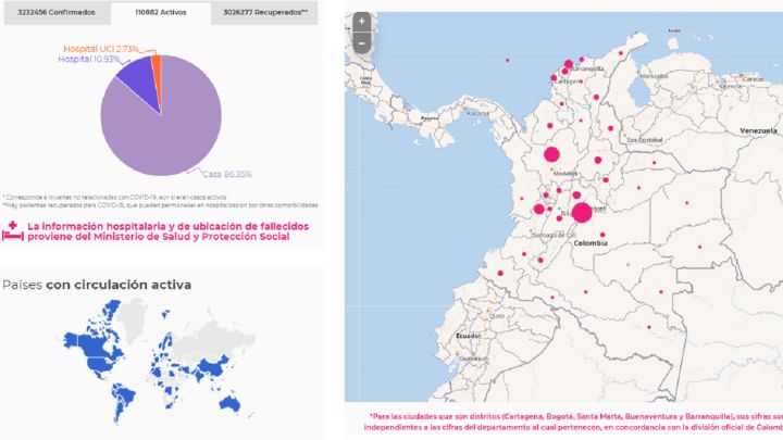 Mapa de casos y muertes por coronavirus por departamentos en Colombia: hoy, 24 de mayo