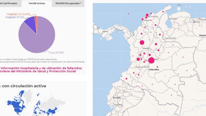 Mapa de casos y muertes por coronavirus por departamentos en Colombia: hoy, 4 de junio