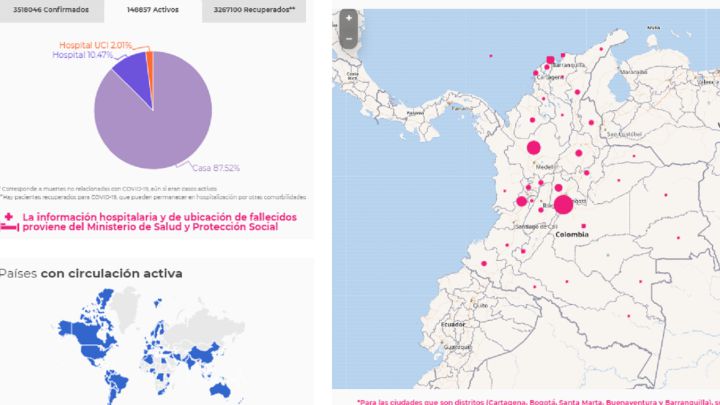 Mapa de casos y muertes por coronavirus por departamentos en Colombia: hoy, 5 de junio