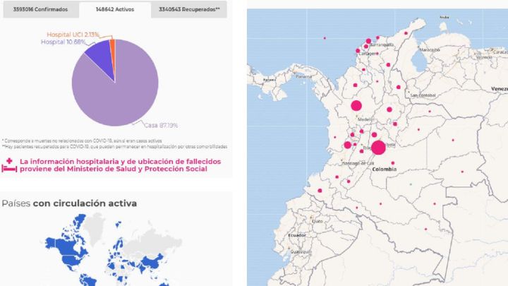 Mapa de casos y muertes por coronavirus por departamentos en Colombia: hoy, 9 de junio