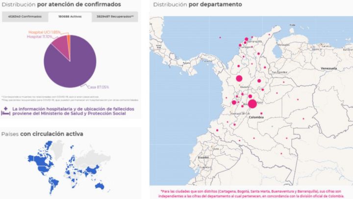 Mapa de casos y muertes por coronavirus por departamentos en Colombia: hoy, 27 de junio