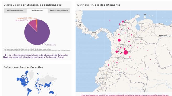 Mapa de casos y muertes por coronavirus por departamentos en Colombia: hoy, 28 de junio