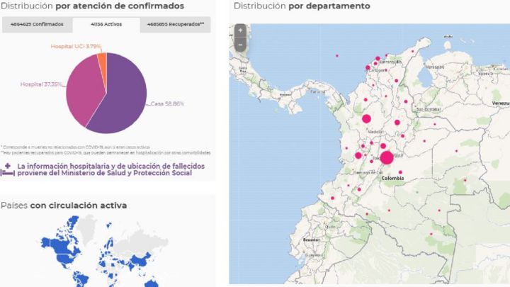 Mapa de casos y muertes por coronavirus por departamentos en Colombia: hoy, 15 de agosto