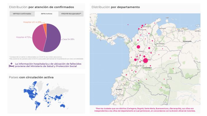 Mapa de casos y muertes por coronavirus por departamentos en Colombia: hoy, 19 de agosto