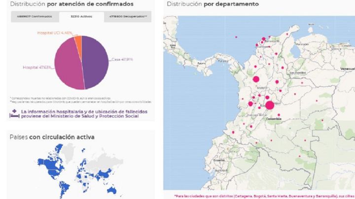 Mapa de casos y muertes por coronavirus por departamentos en Colombia: hoy, 23 de agosto