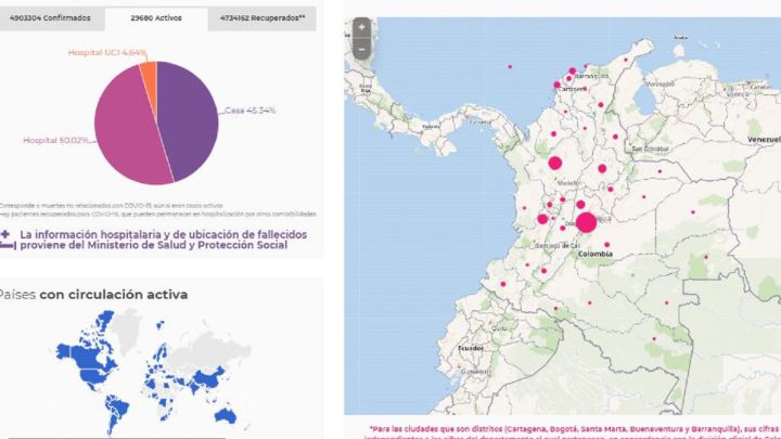 Mapa de casos y muertes por coronavirus por departamentos en Colombia: hoy, 29 de agosto