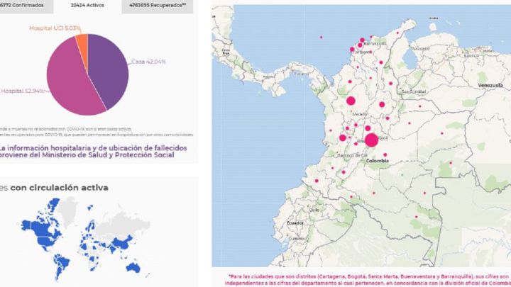 Mapa de casos y muertes por coronavirus por departamentos en Colombia: hoy, 11 de septiembre