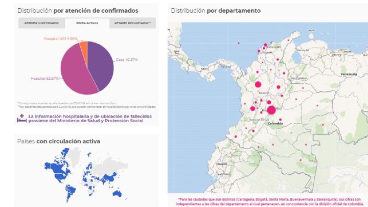 Mapa de casos y muertes por coronavirus por departamentos en Colombia: hoy, 17 de septiembre