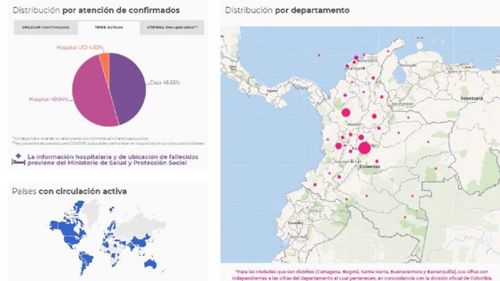 Mapa de casos y muertes por coronavirus por departamentos en Colombia: hoy, 21 de septiembre