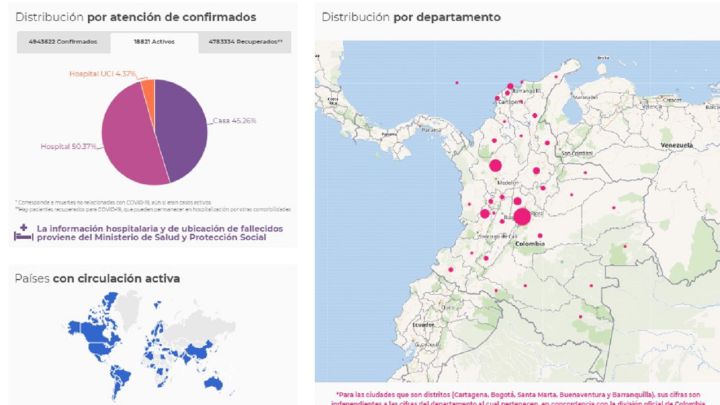 Mapa de casos y muertes por coronavirus por departamentos en Colombia: hoy, 22 de septiembre