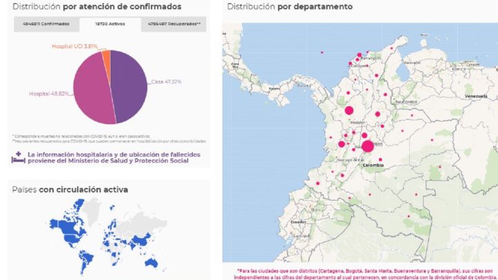 Mapa de casos y muertes por coronavirus por departamentos en Colombia: hoy, 24 de septiembre