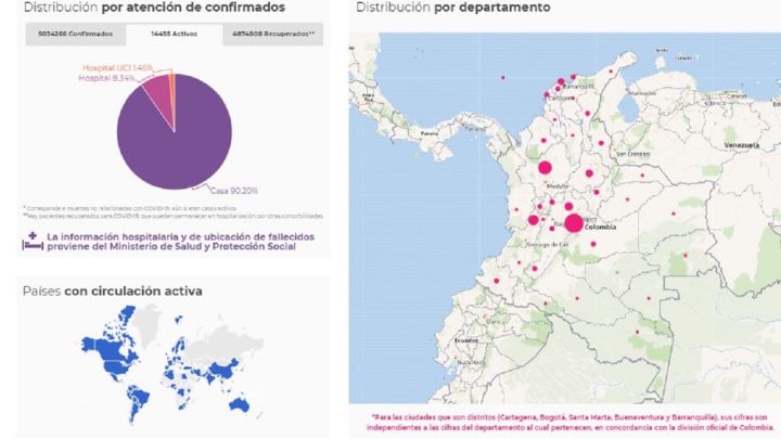 Mapa de casos y muertes por coronavirus por departamentos en Colombia: hoy, 17 de noviembre