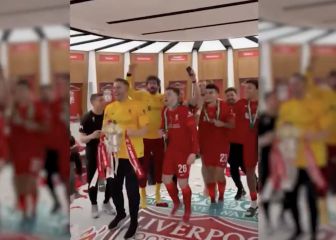 Así celebró Luis Díaz su primer título con el Liverpool