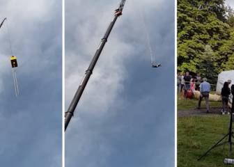 Un hombre de 39 años pierde la cuerda en un salto desde una grúa... y sobrevive