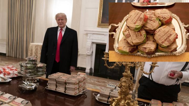 La última de Donald Trump: hamburguesas en bandejas de plata para jóvenes deportistas