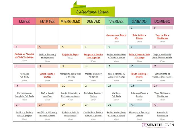 Calendario Fitness De Enero En Forma En Poco Tiempo
