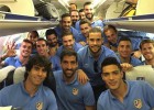 Atleti celebrated third spot on the flight home