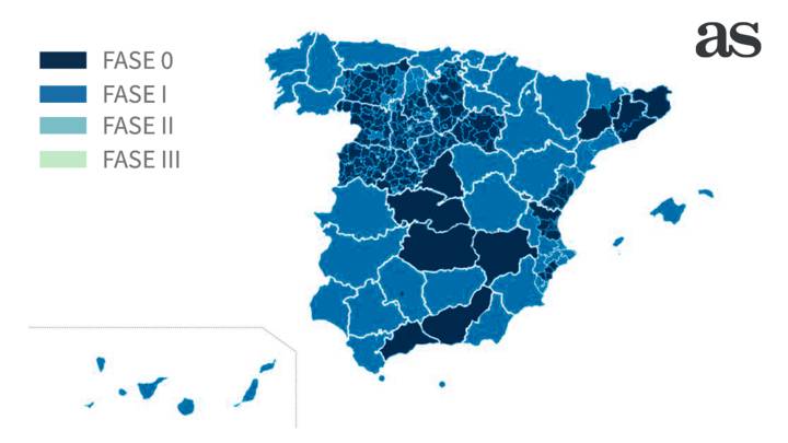 Qué provincias y zonas pasan a la Fase 1 de la desescalada