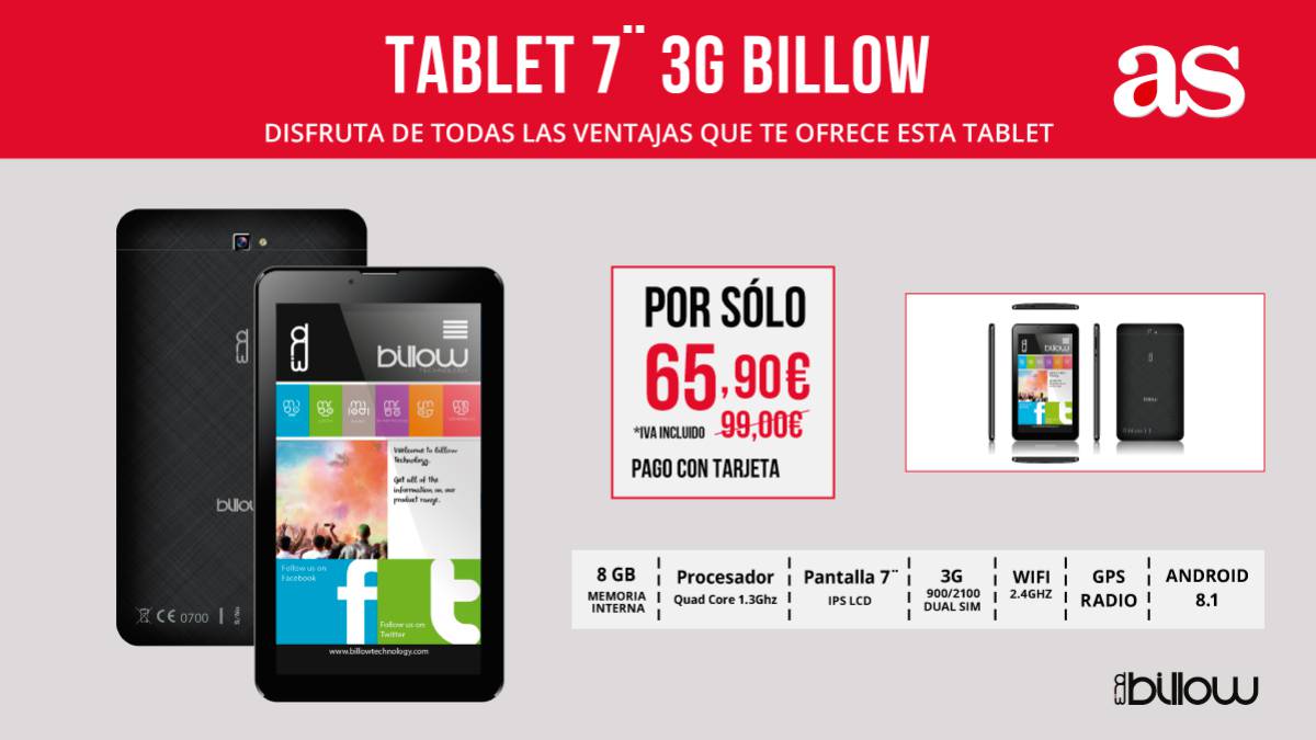 Oferta Tablet 7 pulgadas  Promociones Diario As PROMOCIÓN TABLET 7 BILLOW  